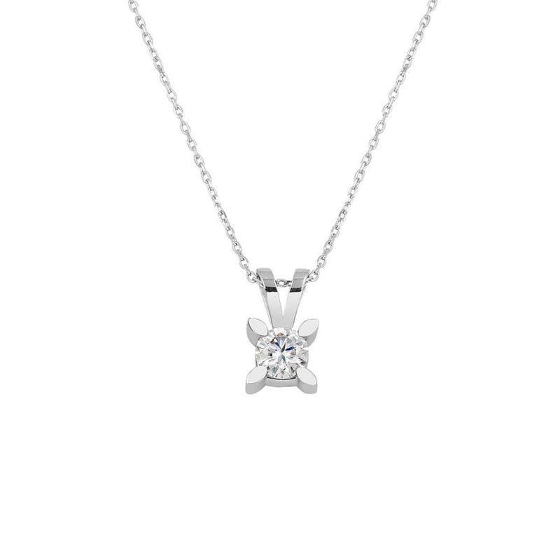 14K White Gold 0.40 Ct Almond Prong Moissanite Necklace