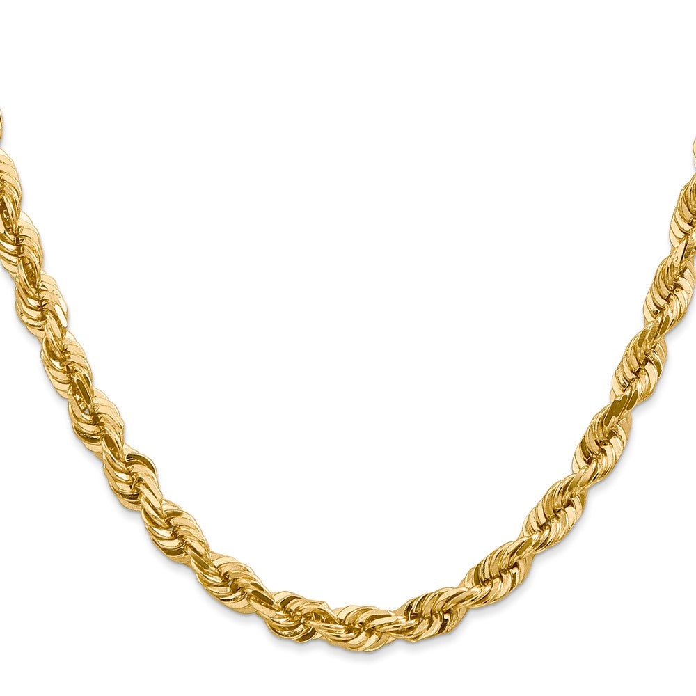 14k Yellow Gold 5.5mm Diamond-cut Rope Chain Necklace
