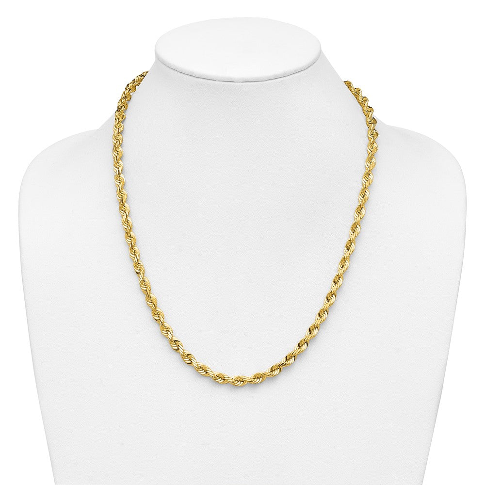 14k Yellow Gold 5.5mm Diamond-cut Rope Chain Necklace