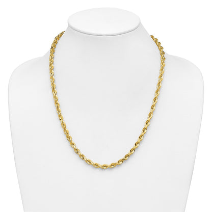 14k Yellow Gold 5.5mm Diamond-cut Rope Chain Necklace
