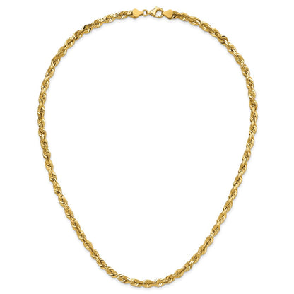 14k Yellow Gold 5.5mm Diamond-cut Rope Chain Necklace