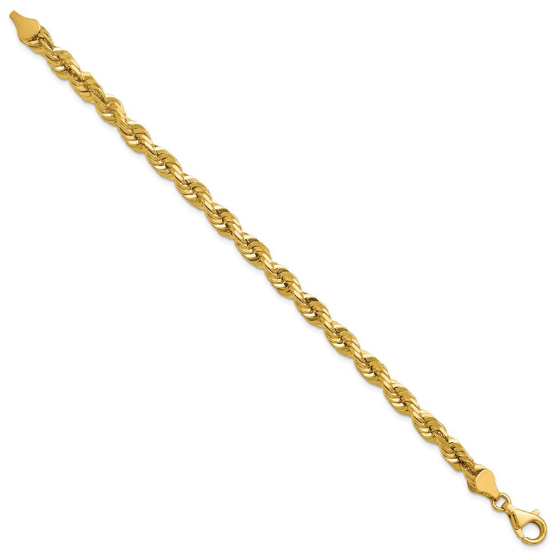 14k Yellow Gold 5.5mm Diamond-cut Rope with Lobster Clasp Chain Bracelet