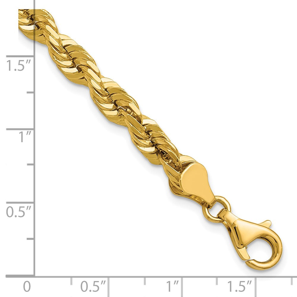 14k Yellow Gold 5.5mm Diamond-cut Rope with Lobster Clasp Chain Bracelet