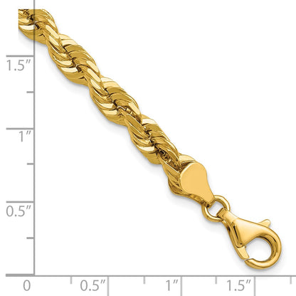 14k Yellow Gold 5.5mm Diamond-cut Rope with Lobster Clasp Chain Bracelet