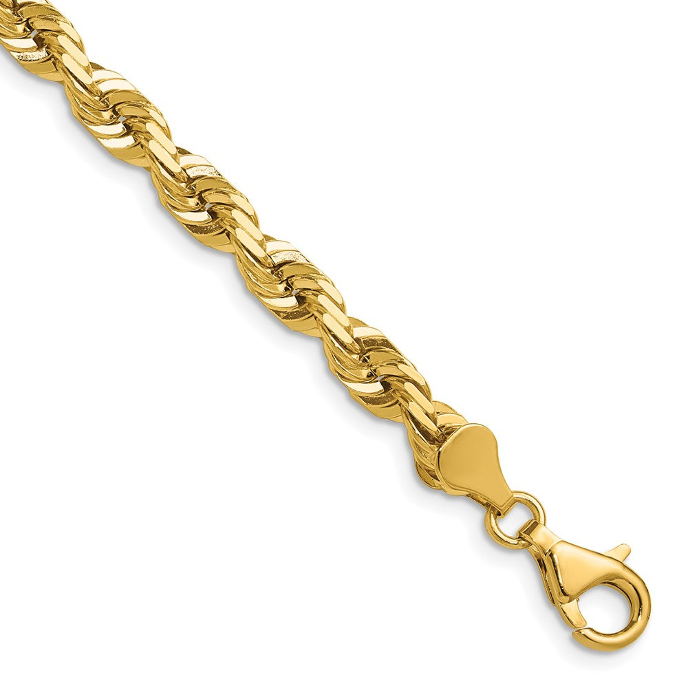 14k Yellow Gold 5.5mm Diamond-cut Rope Chain Necklace