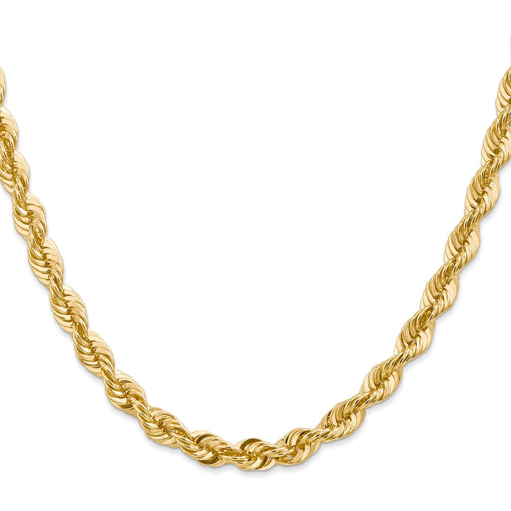 14k Yellow Gold 6.0mm Solid Rope Chain Necklace