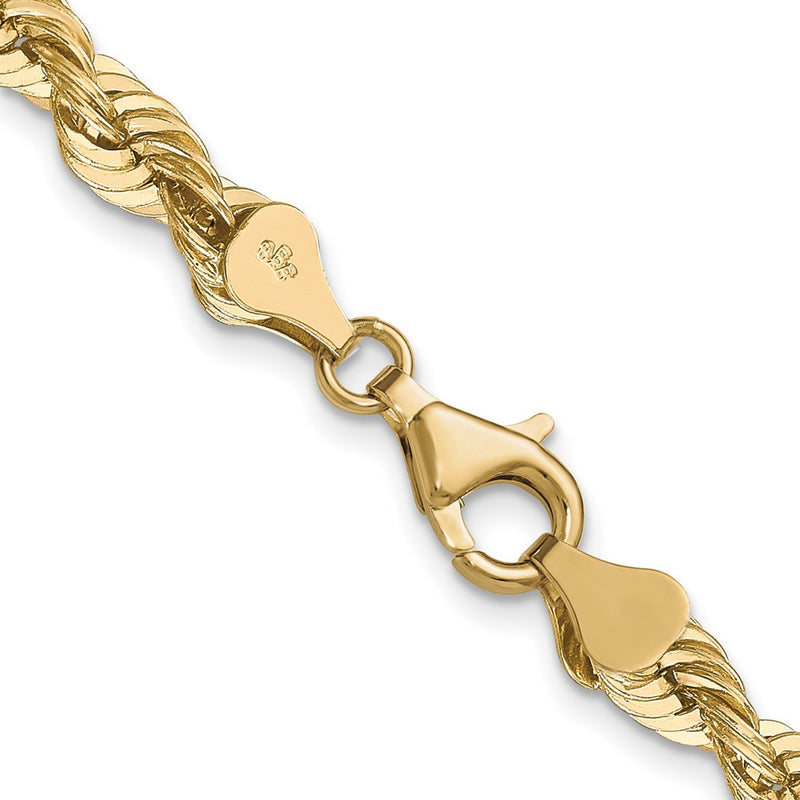 14k Yellow Gold 6.0mm Solid Rope Chain Necklace