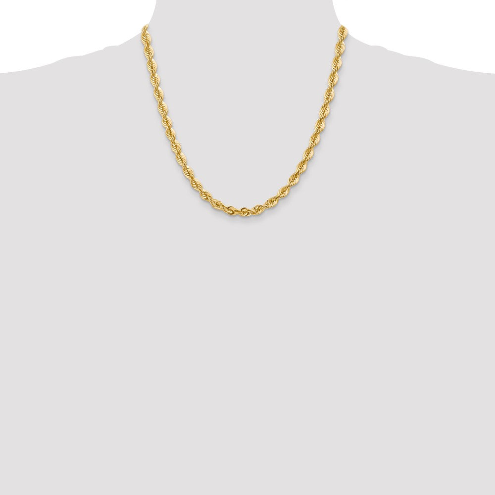 14k Yellow Gold 6.0mm Solid Rope Chain Necklace