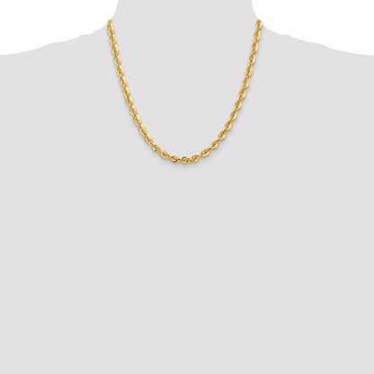 14k Yellow Gold 6.0mm Solid Rope Chain Necklace