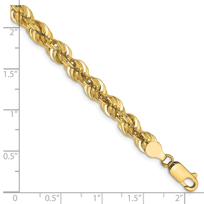 14k Yellow Gold 6mm Regular Rope with Lobster Clasp Chain Bracelet