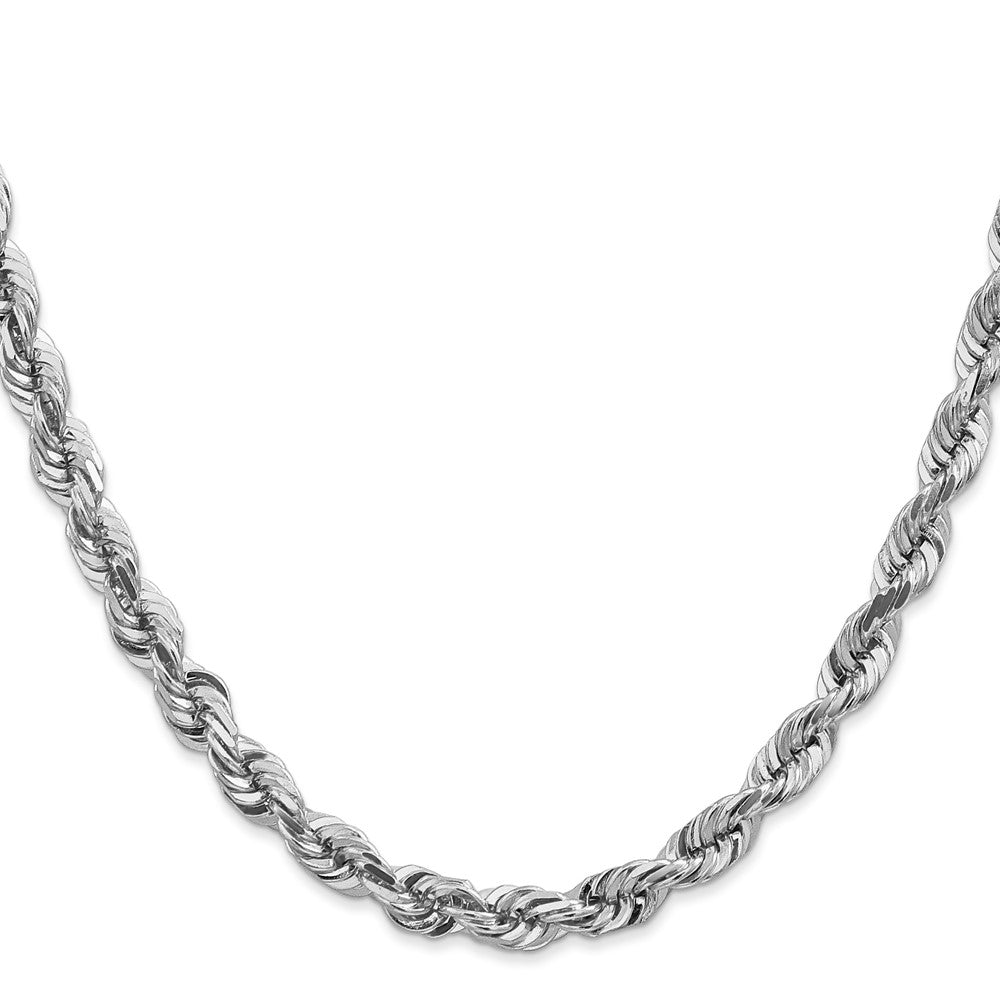 14k White Gold 5.5mm Diamond-cut Rope Chain Necklace