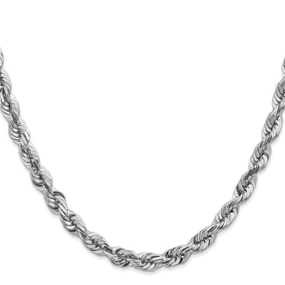 14k White Gold 5.5mm Diamond-cut Rope Chain Necklace