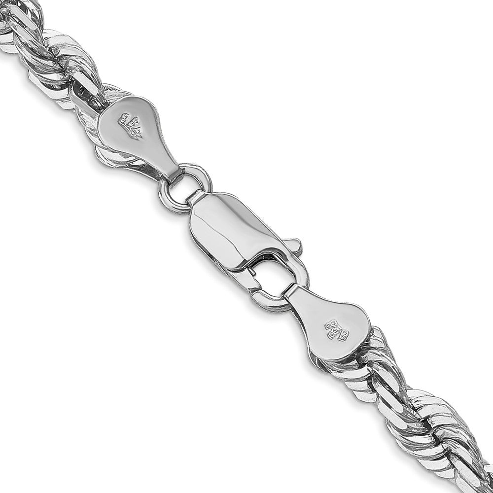 14k White Gold 5.5mm Diamond-cut Rope Chain Necklace