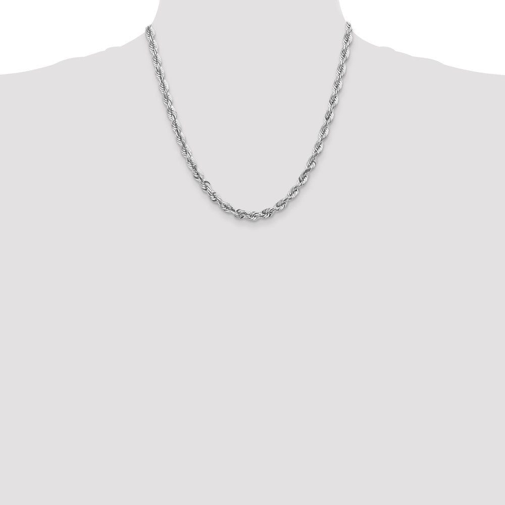 14k White Gold 5.5mm Diamond-cut Rope Chain Necklace