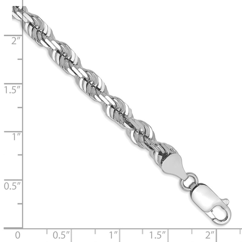 14k White Gold 5.5mm Diamond-cut Rope with Lobster Clasp Chain Bracelet