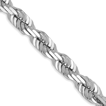14k White Gold 5.5mm Diamond-cut Rope Chain Necklace