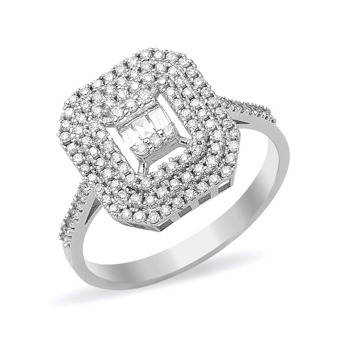 14K White Gold 0.43 Ct Baguette Diamond Ring