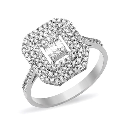 14K White Gold 0.43 Ct Baguette Diamond Ring