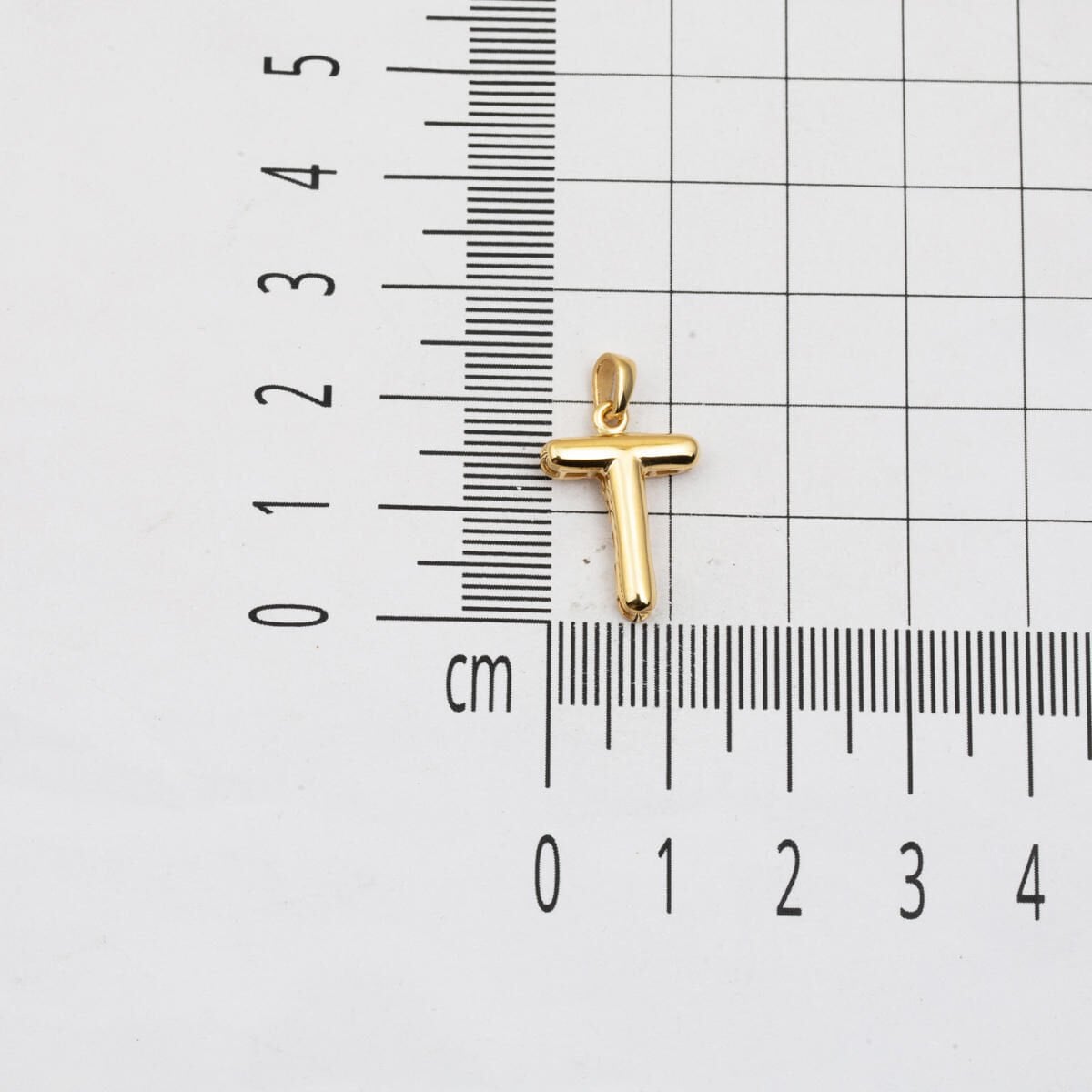 14K Yellow Gold Balloon Design Initial T Pendant