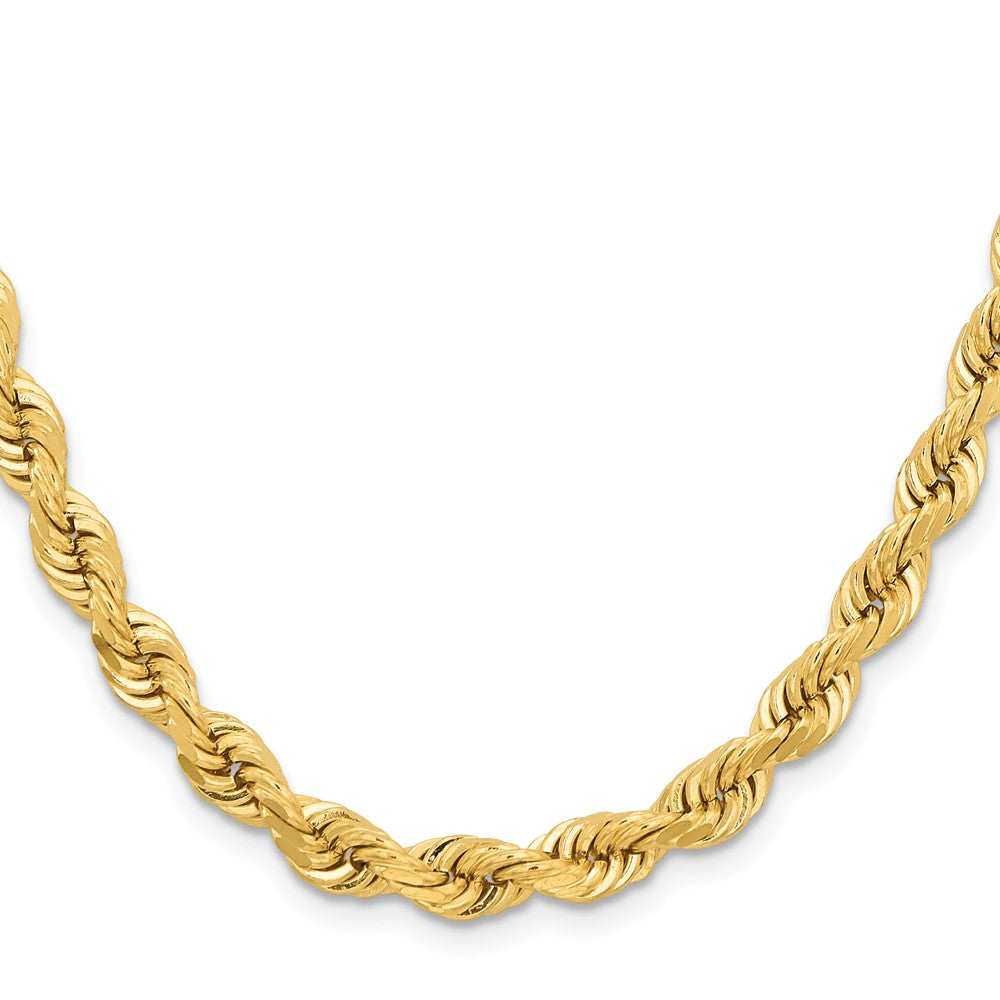 14k Yellow Gold 6.5mm D/C Rope Fancy Lobster Clasp Chain Necklace