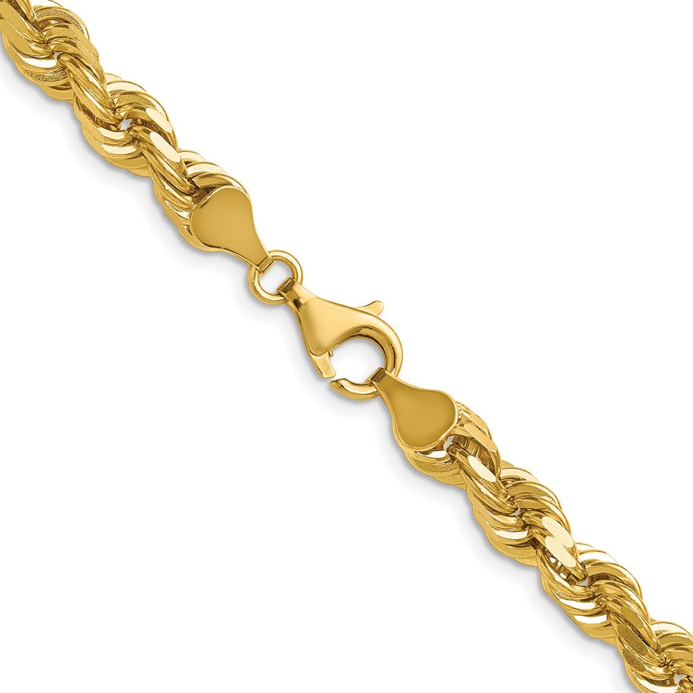 14k Yellow Gold 6.5mm D/C Rope Fancy Lobster Clasp Chain Necklace