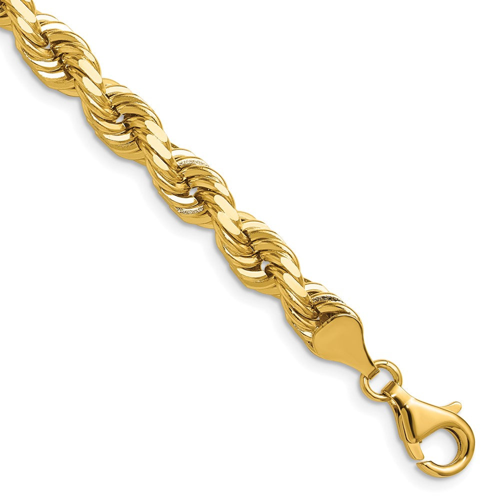 14k Yellow Gold 6.5mm D/C Rope Fancy Lobster Clasp Chain Necklace