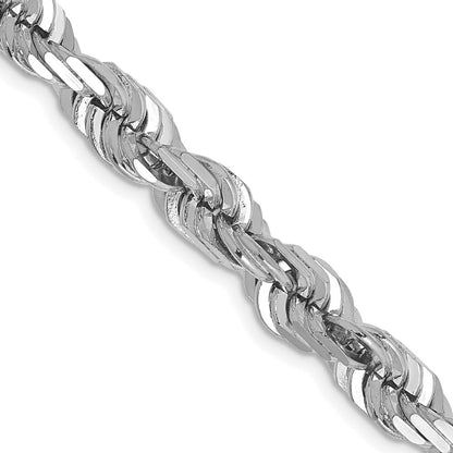 14k White Gold 6.5mm D/C Rope Fancy Lobster Clasp Chain Necklace