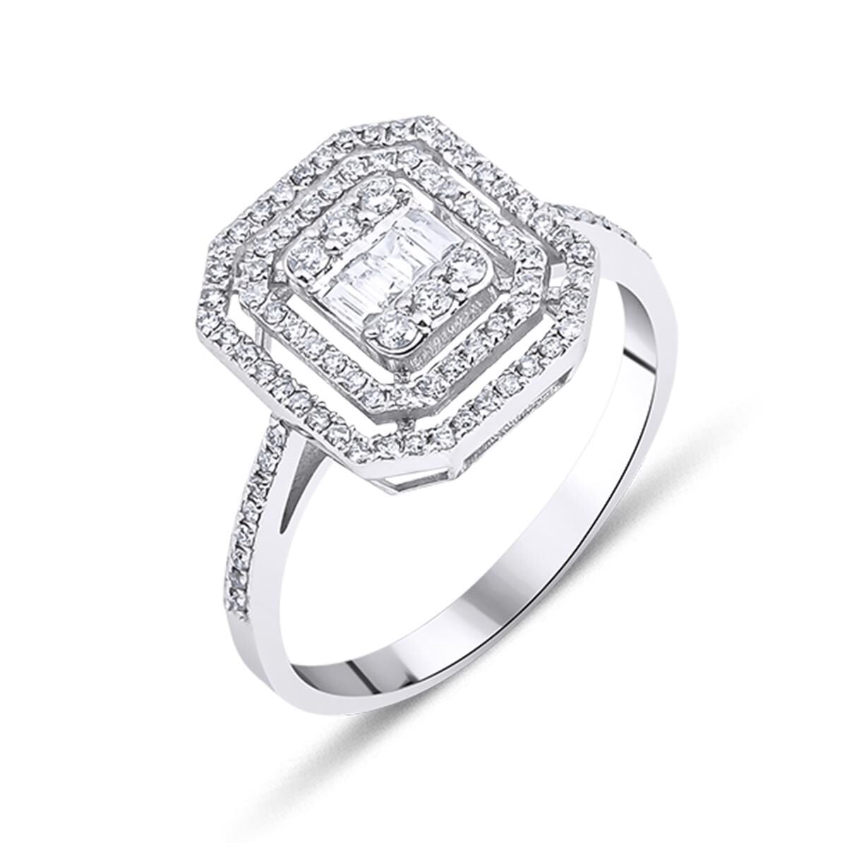 14K White Gold 0.45 Ct Baguette Diamond Ring