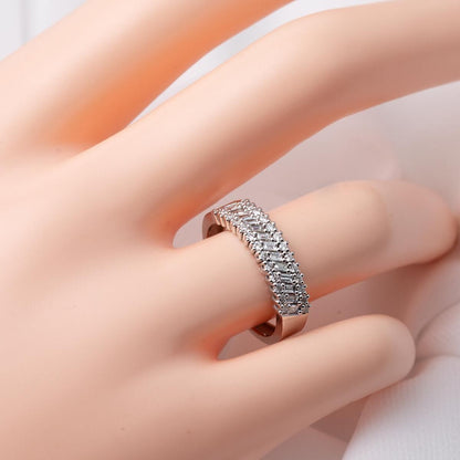 14K White Gold 0.47 Ct Baguette Half Eternity Diamond Ring