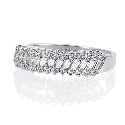 14K White Gold 0.47 Ct Baguette Half Eternity Diamond Ring