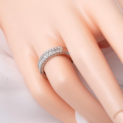 14K White Gold 0.47 Ct Baguette Half Eternity Diamond Ring