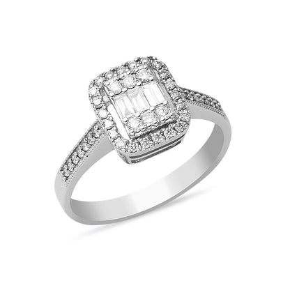 14K White Gold 0.48 Ct Baguette Diamond Ring (3.18 g)