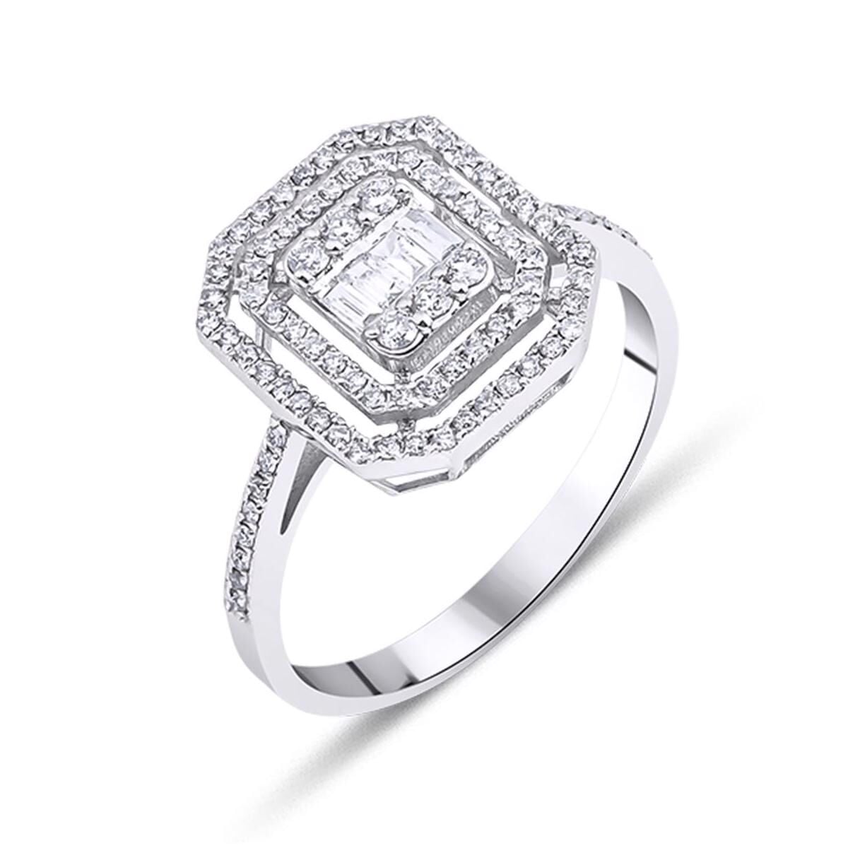14K White Gold 0.48 Ct Baguette Diamond Ring