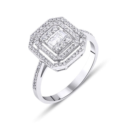 14K White Gold 0.48 Ct Baguette Diamond Ring
