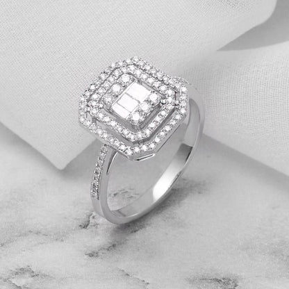14K White Gold 0.48 Ct Baguette Diamond Ring