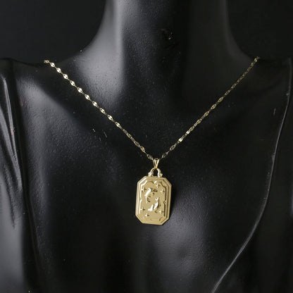 14K Yellow Gold Retro Fish Zodiac Pendant