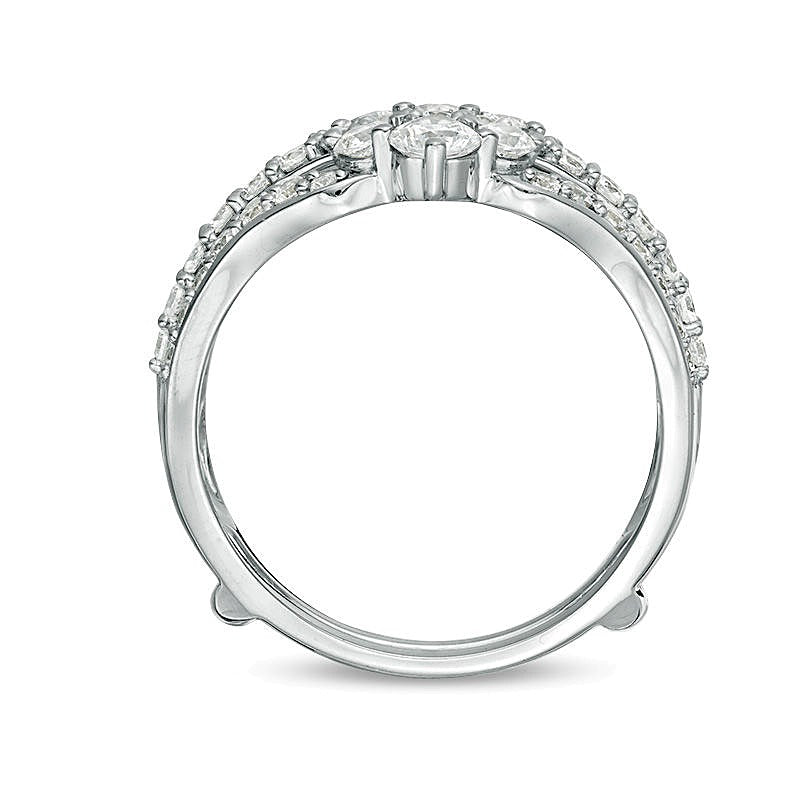 1.5 CT. TW Diamond Multi-Row Tiara-Style Solitaire Enhancer in 14K White Gold