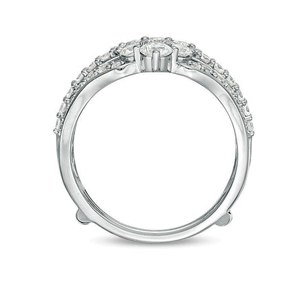 1.5 CT. TW Diamond Multi-Row Tiara-Style Solitaire Enhancer in 14K White Gold