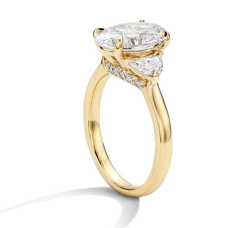 3.63 CT. TW Oval Lab-Grown Diamond Three-Stone Engagement Ring in 14K Gold (F/VS2)