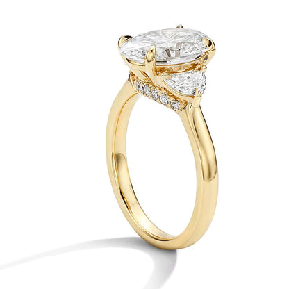 3.63 CT. TW Oval Lab-Grown Diamond Three-Stone Engagement Ring in 14K Gold (F/VS2)