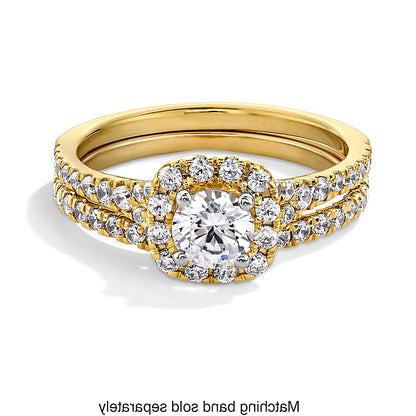 1.0 CT. TW Lab-Grown Diamond Cushion Frame Split Shank Engagement Ring in 14K Gold (F/SI2)