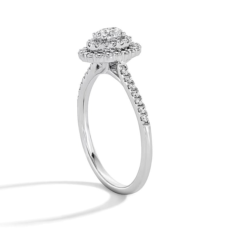 0.5 CT. TW Oval Lab-Grown Diamond Double Frame Promise Ring in 10K White Gold (F/SI2)