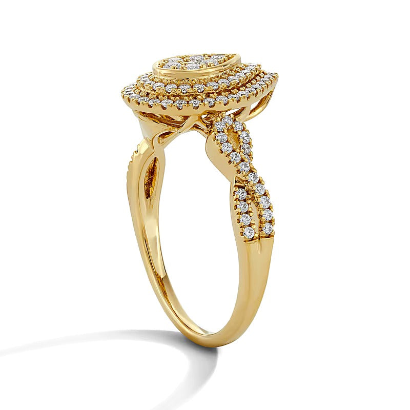 0.5 CT. TW Multi-Diamond Double Frame Engagement Ring in 10K Gold