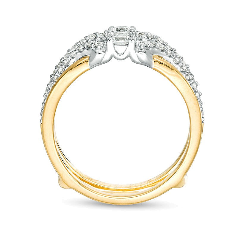 0.5 CT. TW Diamond Crossover Solitaire Enhancer in 10K Two-Tone Gold