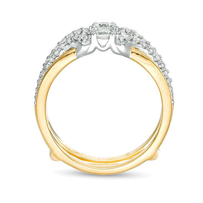 0.5 CT. TW Diamond Crossover Solitaire Enhancer in 10K Two-Tone Gold