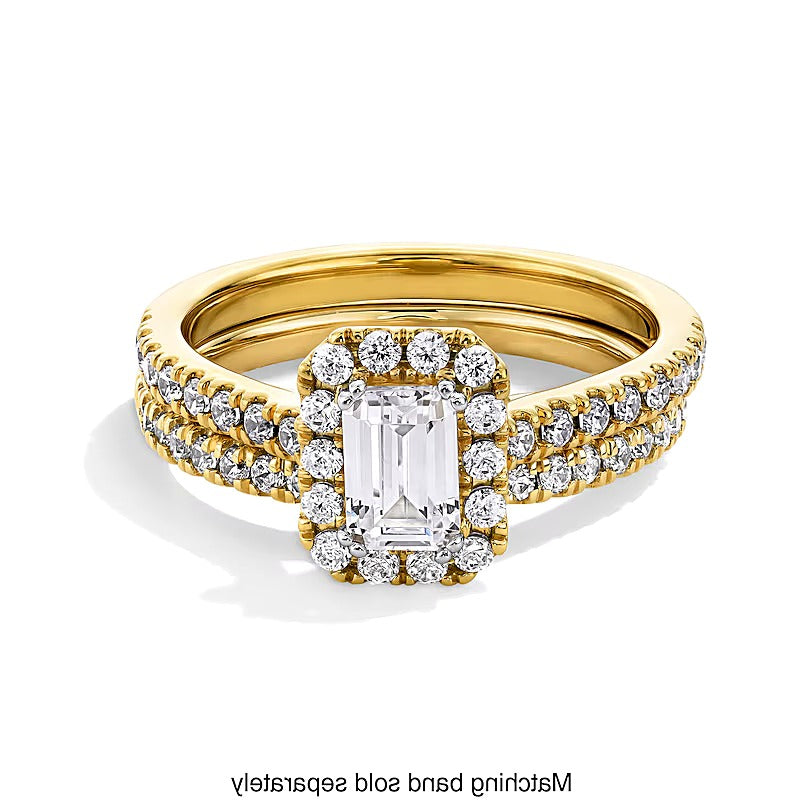 1.0 CT. TW Emerald-Cut Lab-Grown Diamond Frame Engagement Ring in 14K Gold (F/SI2)