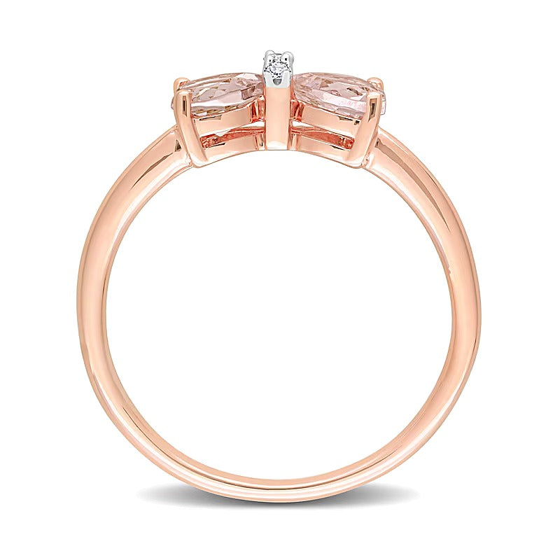 5.0mm Heart-Shaped Morganite and Diamond Accent Bow Ring in 10K Rose Gold