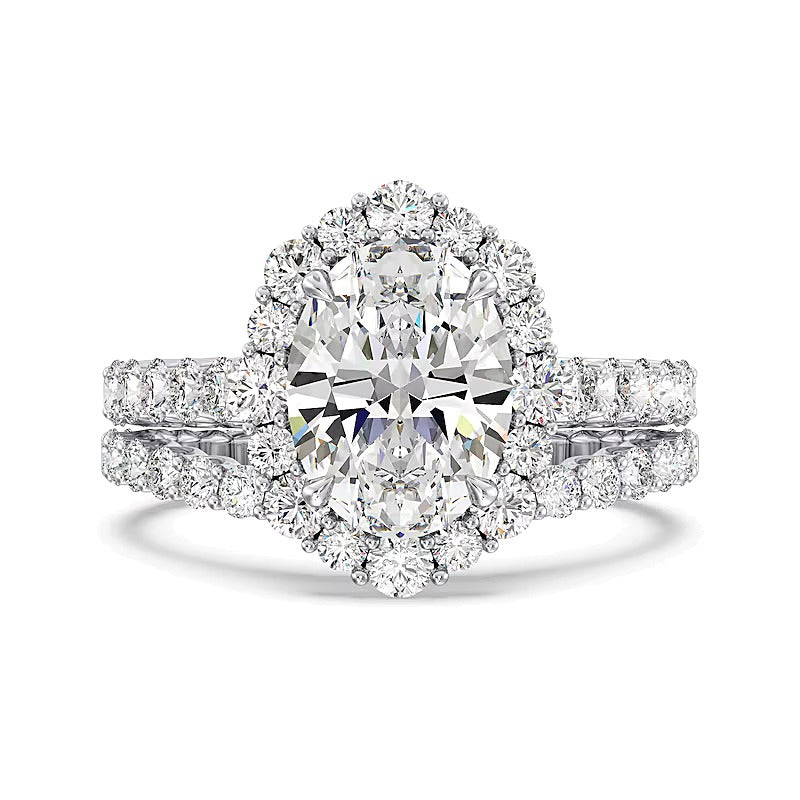 Enchanted Star Cinderella 4.75 CT. TW Oval Lab-Grown Diamond Frame Engagement Ring in 14K White Gold