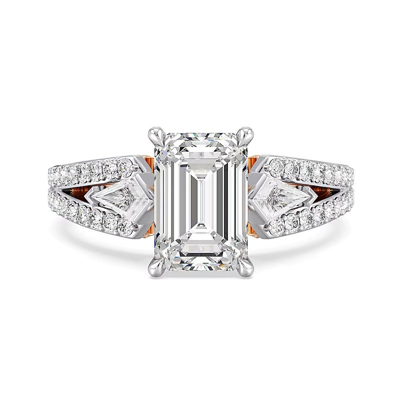 Enchanted Star Aurora 4.0 CT. TW Emerald Lab-Grown Diamond Collar Engagement Ring in 14K Two-Tone Gold