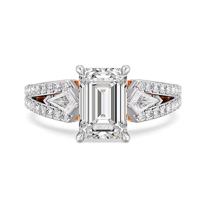 Enchanted Star Aurora 4.0 CT. TW Emerald Lab-Grown Diamond Collar Engagement Ring in 14K Two-Tone Gold